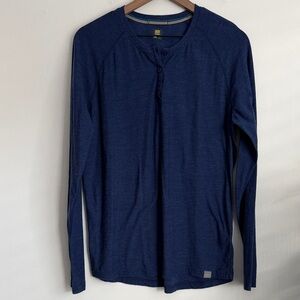 Meriwool Men Henley Merino 190 Base Layer Long Sleeve blue L